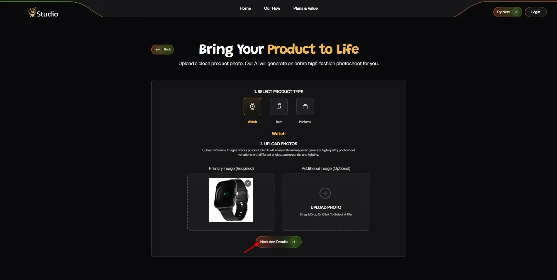 Upload image in ai studio