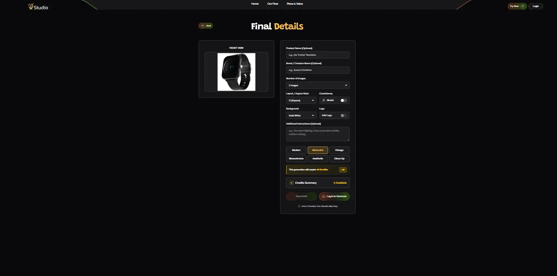 Fill the details in ai studio