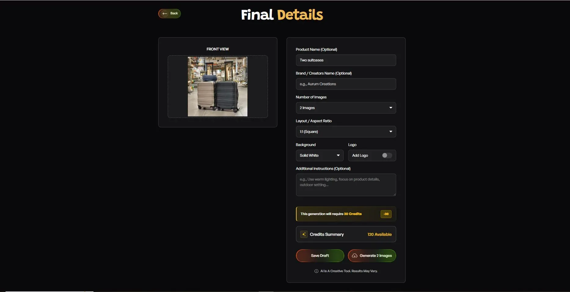 fill the detail of the product