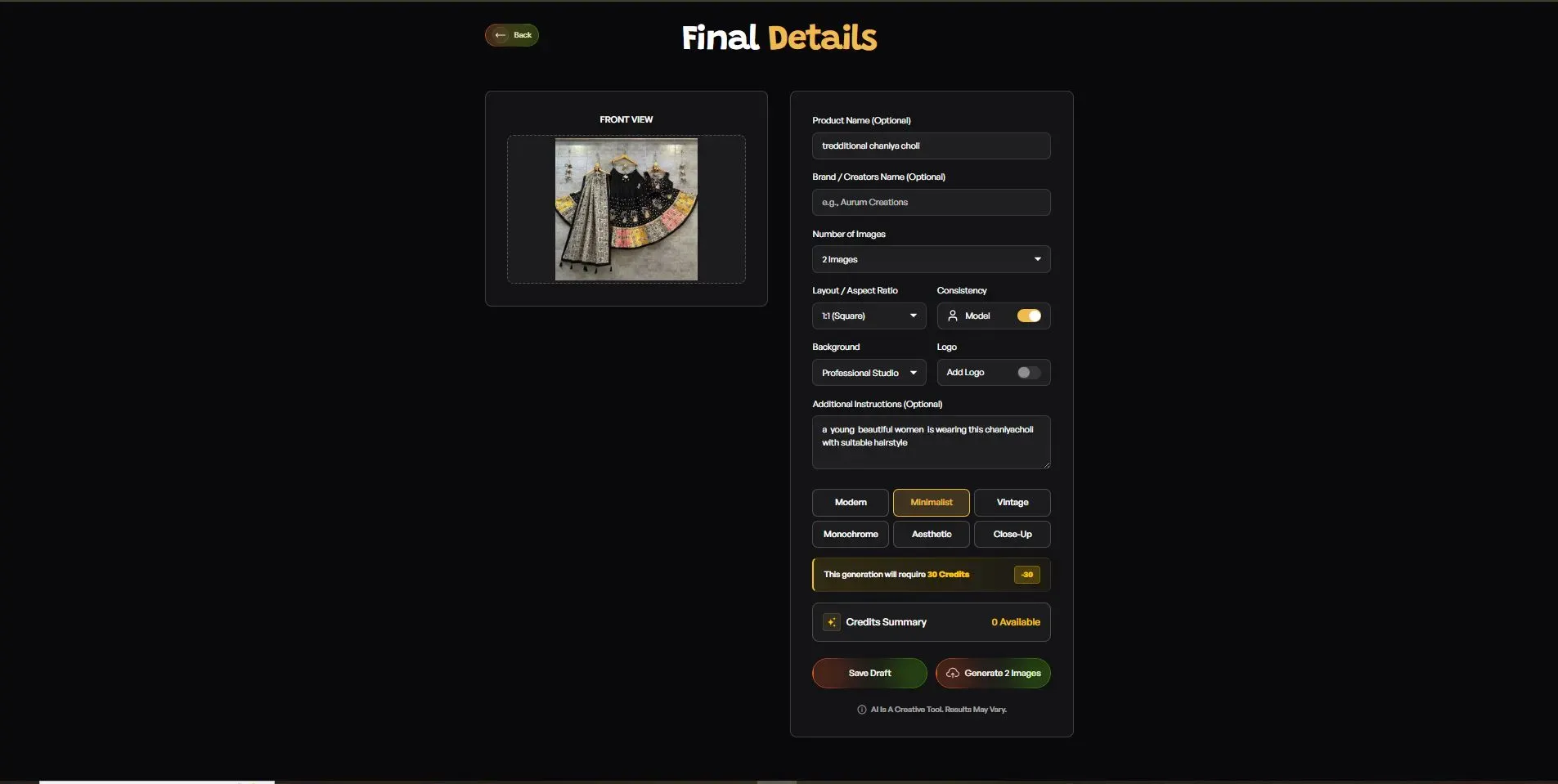 fillup the detail of your product